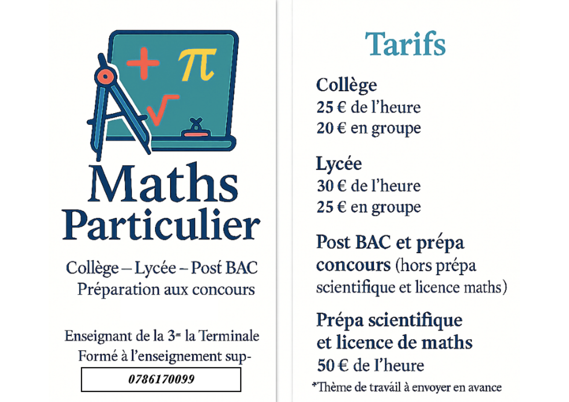Flyer Cours de Maths